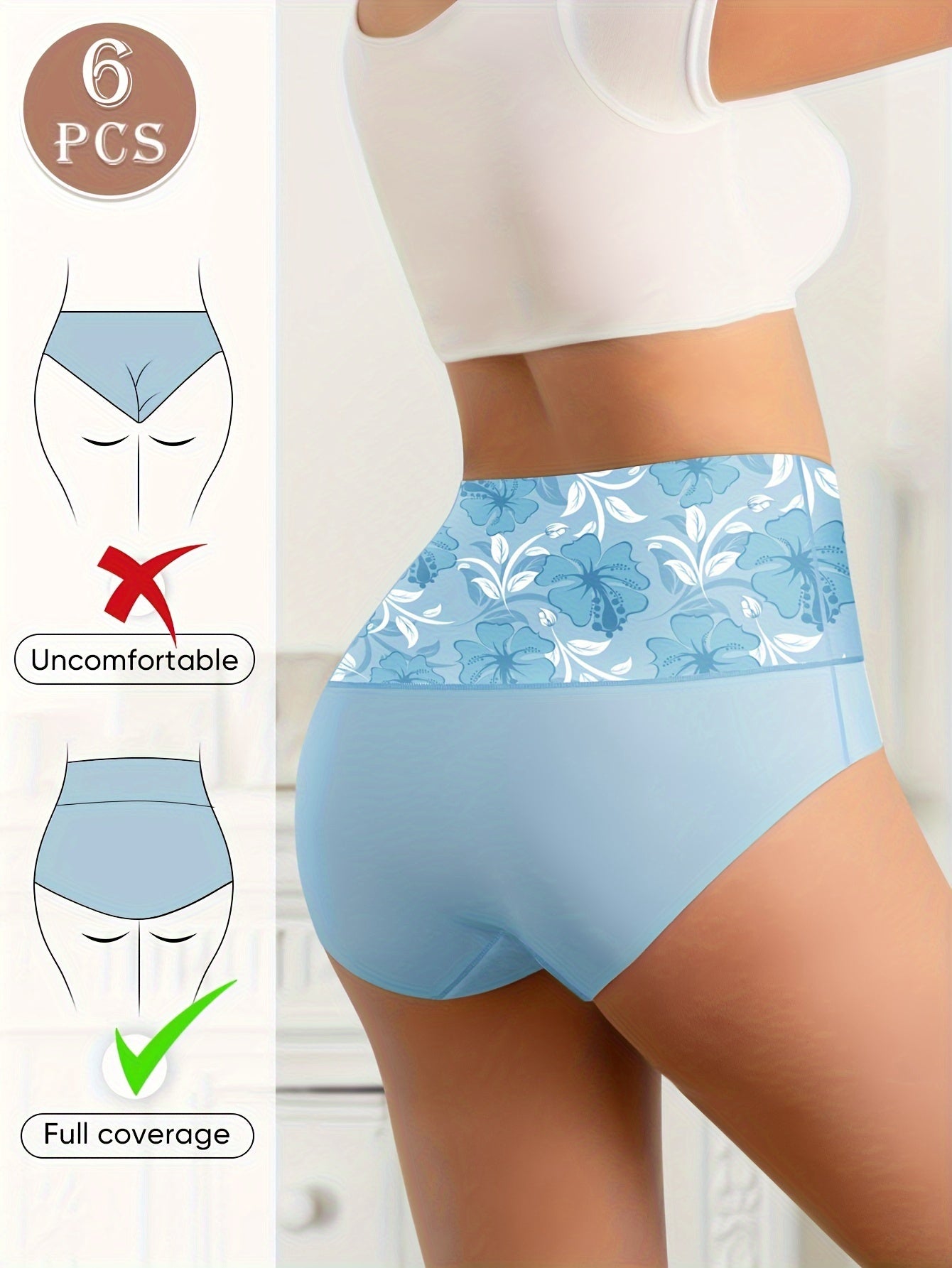 Women's 6-Pack High-Waist Seamless Briefs - Floral Everyday Comfort – view 11
