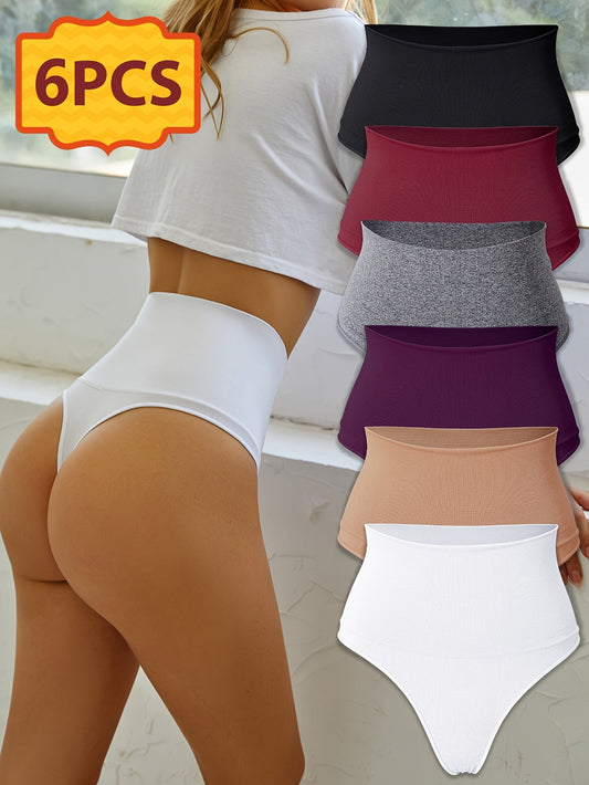 Women’s 6-Pack High-Waist Seamless Thongs - Smooth No-Show Fit – main product image