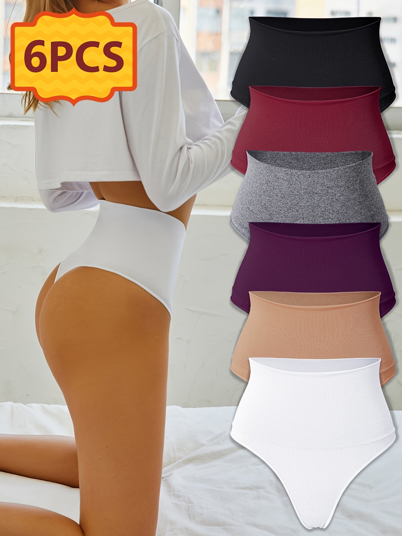 Women’s 6-Pack High-Waist Seamless Thongs - Smooth No-Show Fit – view 2