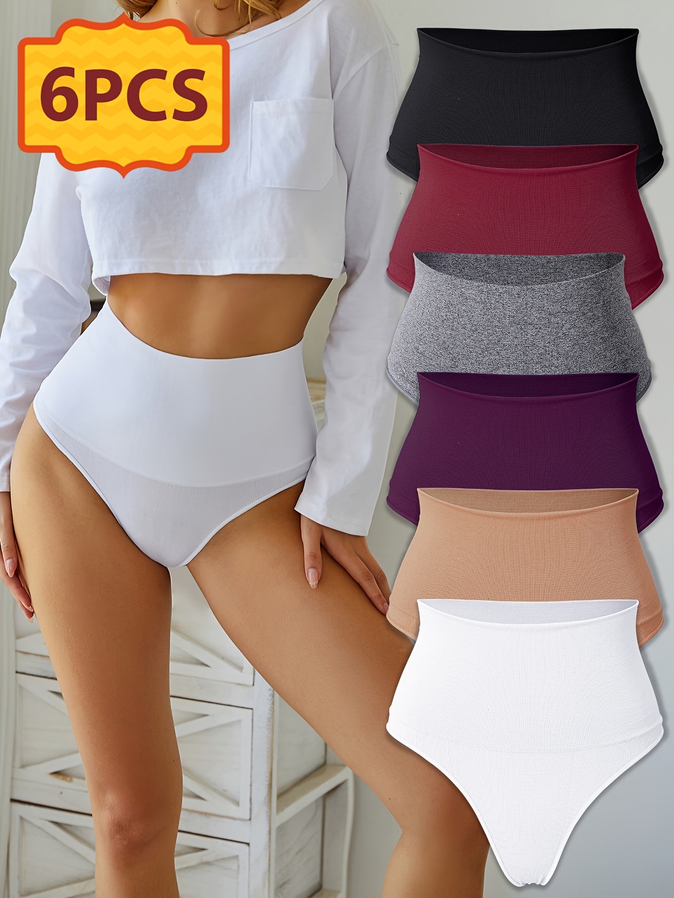 Women’s 6-Pack High-Waist Seamless Thongs - Smooth No-Show Fit – view 11