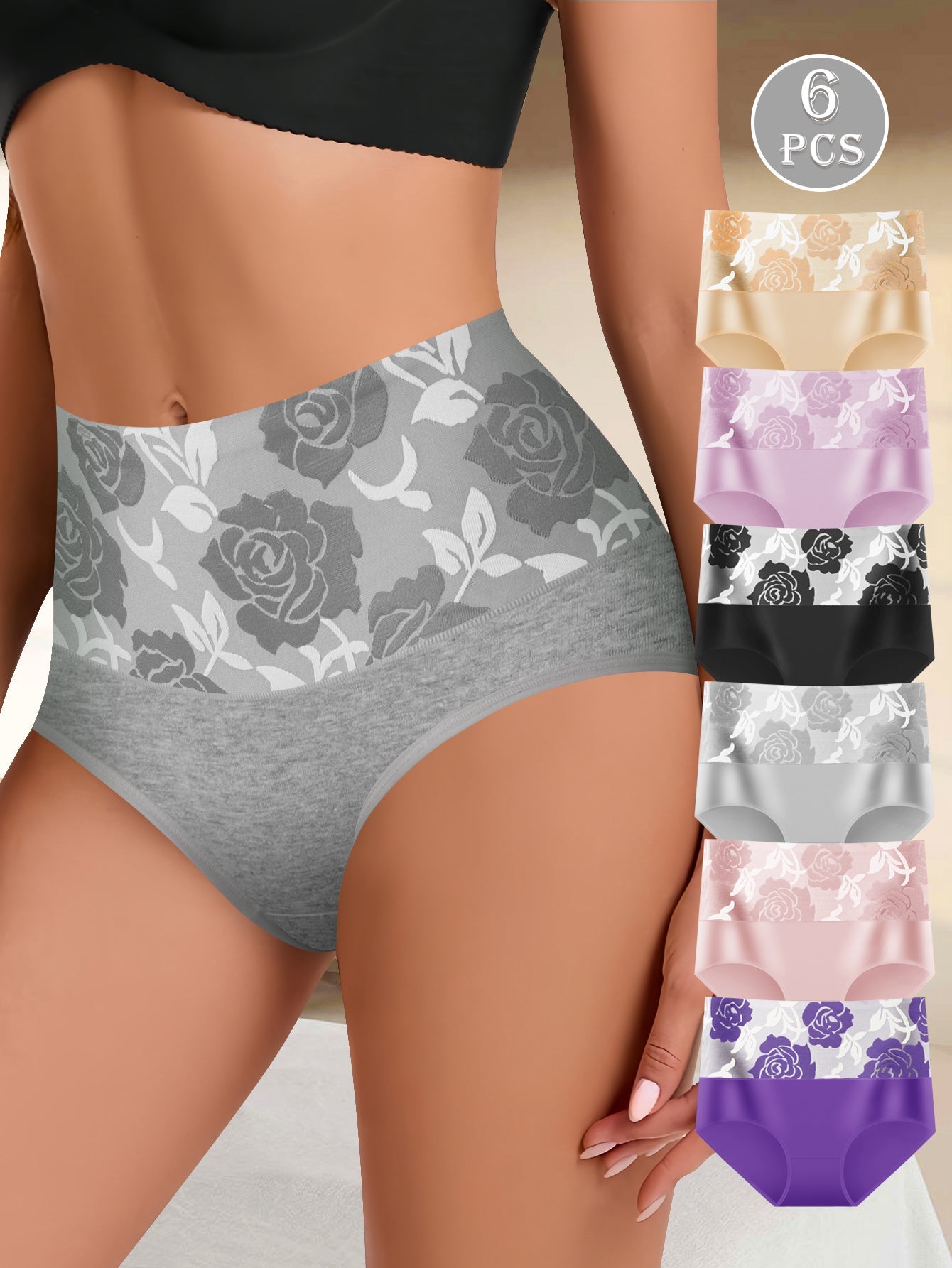 Women’s 6-Pack High-Waist Shapewear Briefs - Tummy Control Support – Colorway 53125 – view 5