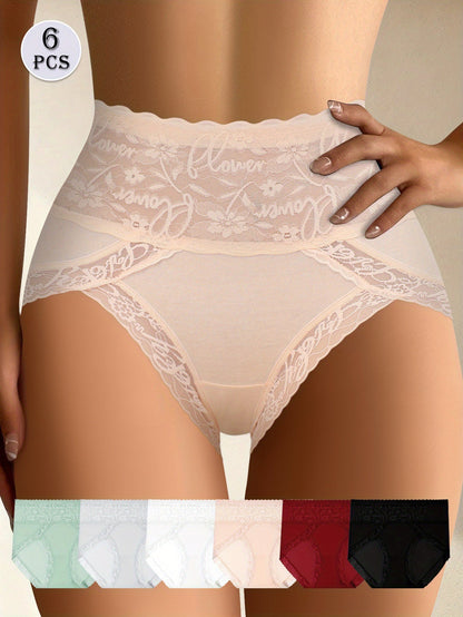 Women’s 6-Pack High-Waist Shapewear Briefs - Tummy Control Support – Mixed colors Lace – view 8