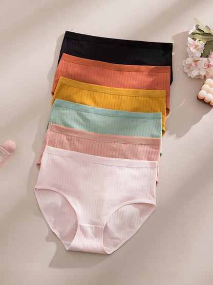 Women's 6-Pack Mid-Rise Thongs - Ribbed Everyday Comfort detail view