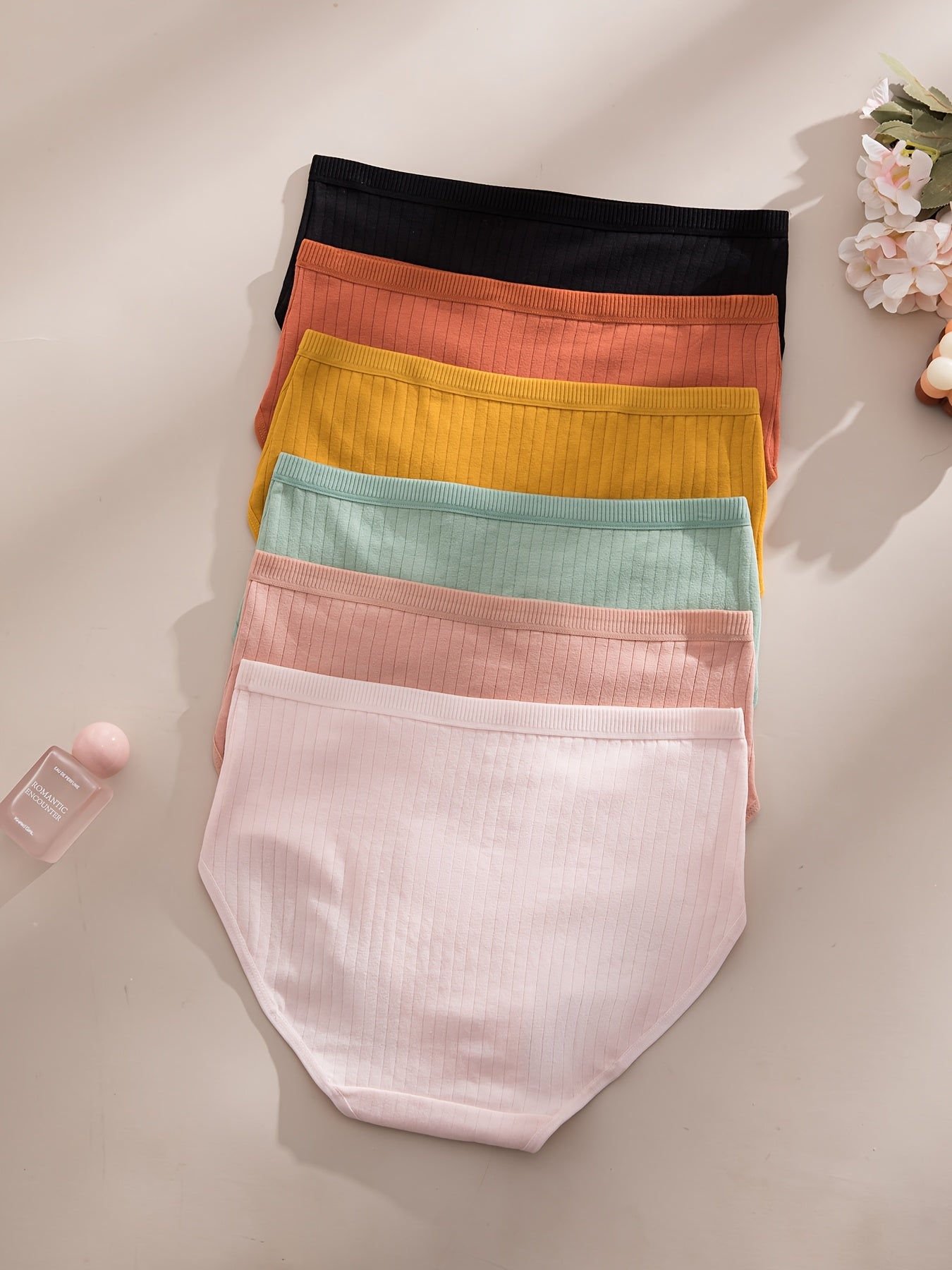 Women's 6-Pack Mid-Rise Thongs - Ribbed Everyday Comfort detail view