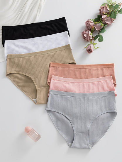 Women's 6-Pack Mid-Rise Thongs - Ribbed Everyday Comfort detail view