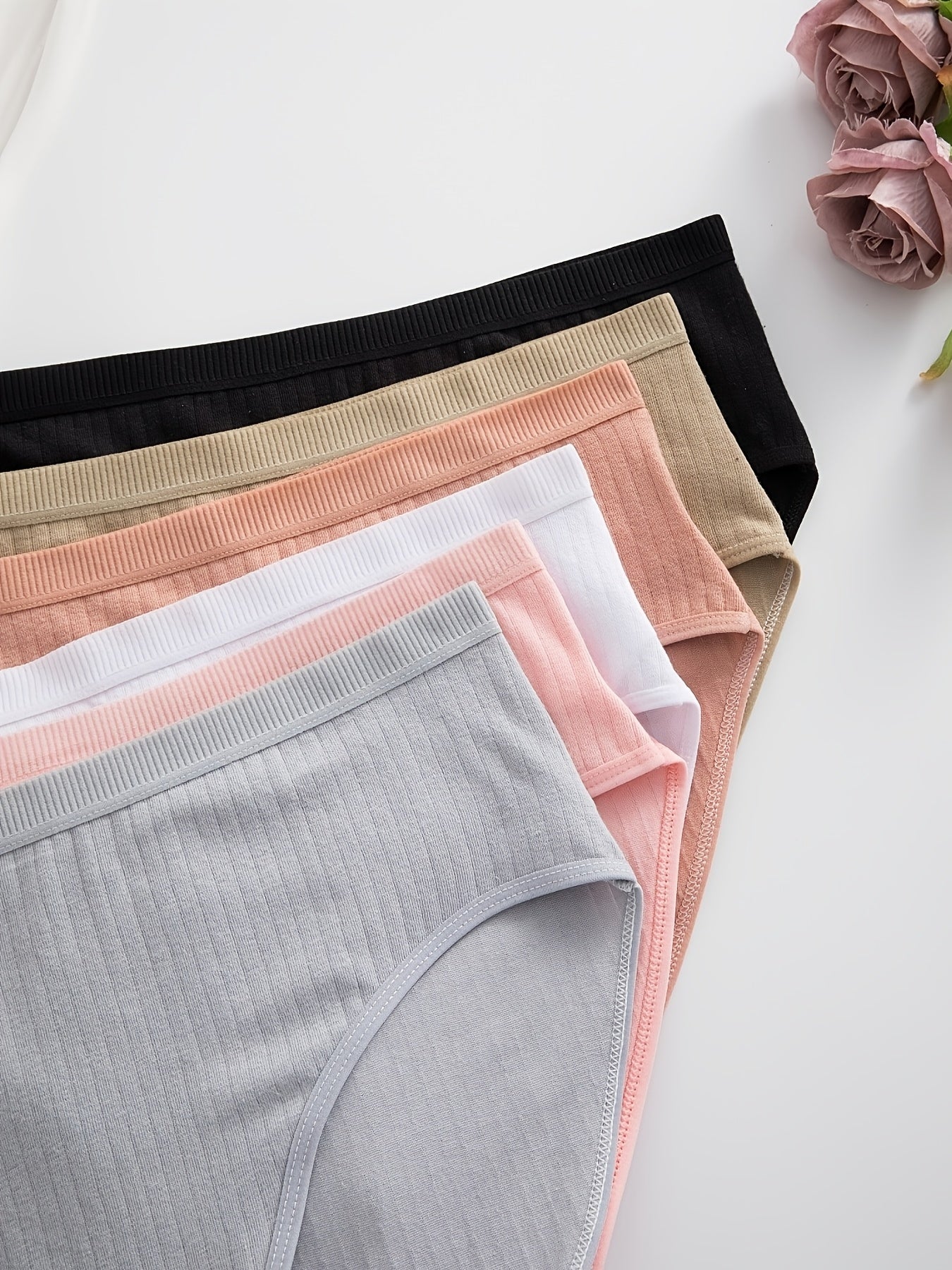 Women's 6-Pack Mid-Rise Thongs - Ribbed Everyday Comfort detail view