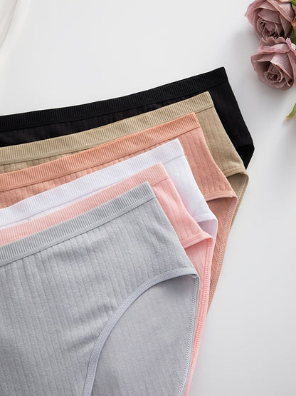 Women's 6-Pack Mid-Rise Thongs - Ribbed Everyday Comfort detail view