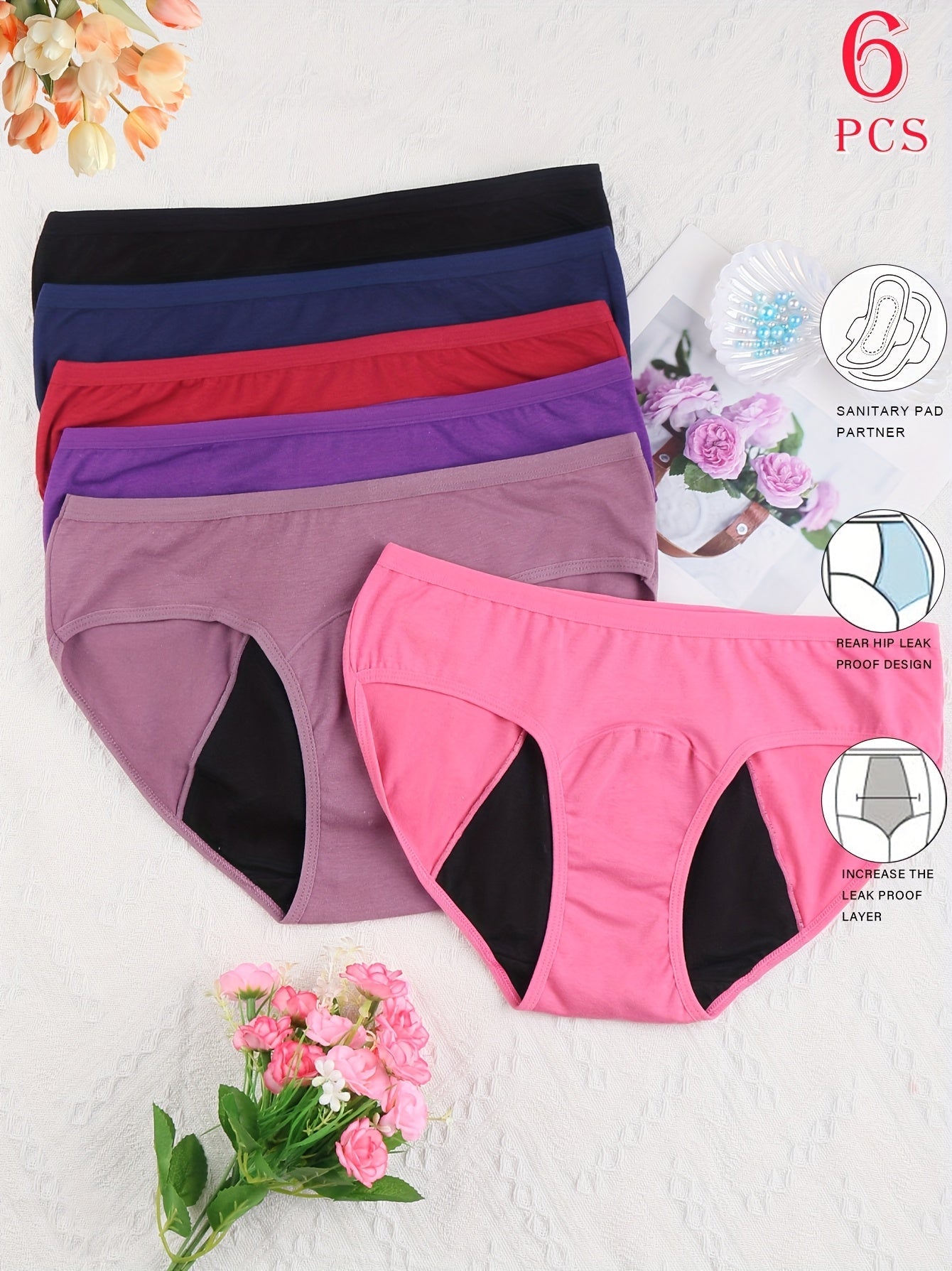 Women’s 6-Pack Period Briefs - Leak-Resistant Coverage – main product image