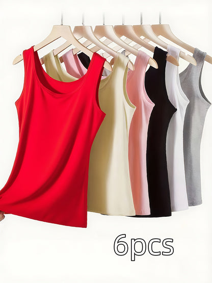 Women's 6-Pack Sheer Layering Tank Tops - Lightweight Sleeveless Multi-Color Set – view 2
