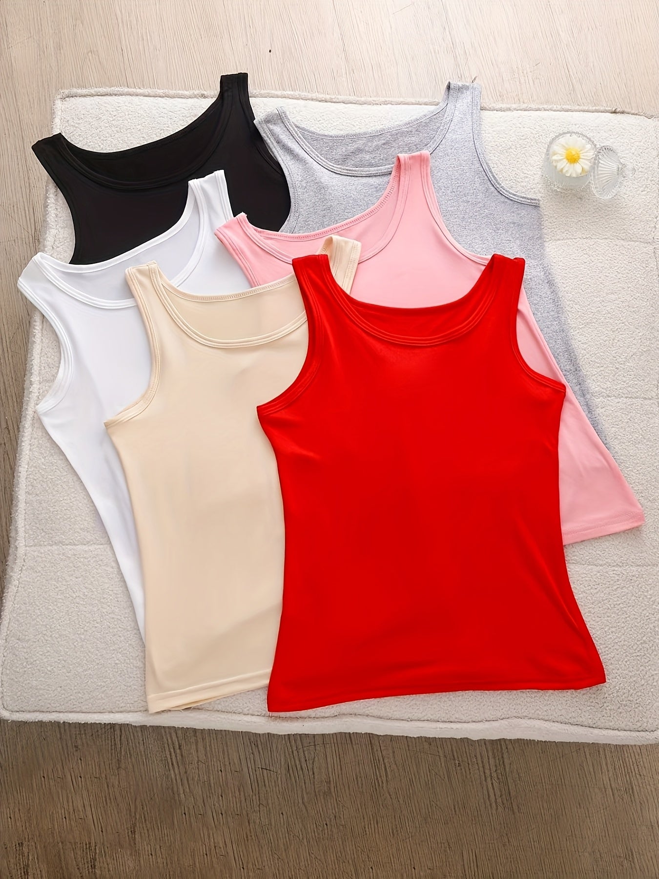 Women's 6-Pack Sheer Layering Tank Tops - Lightweight Sleeveless Multi-Color Set – view 11