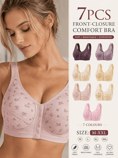 Women’s 7-Pack Front Closure Wireless Seamless Bra - Easy Front Fastening – view 9