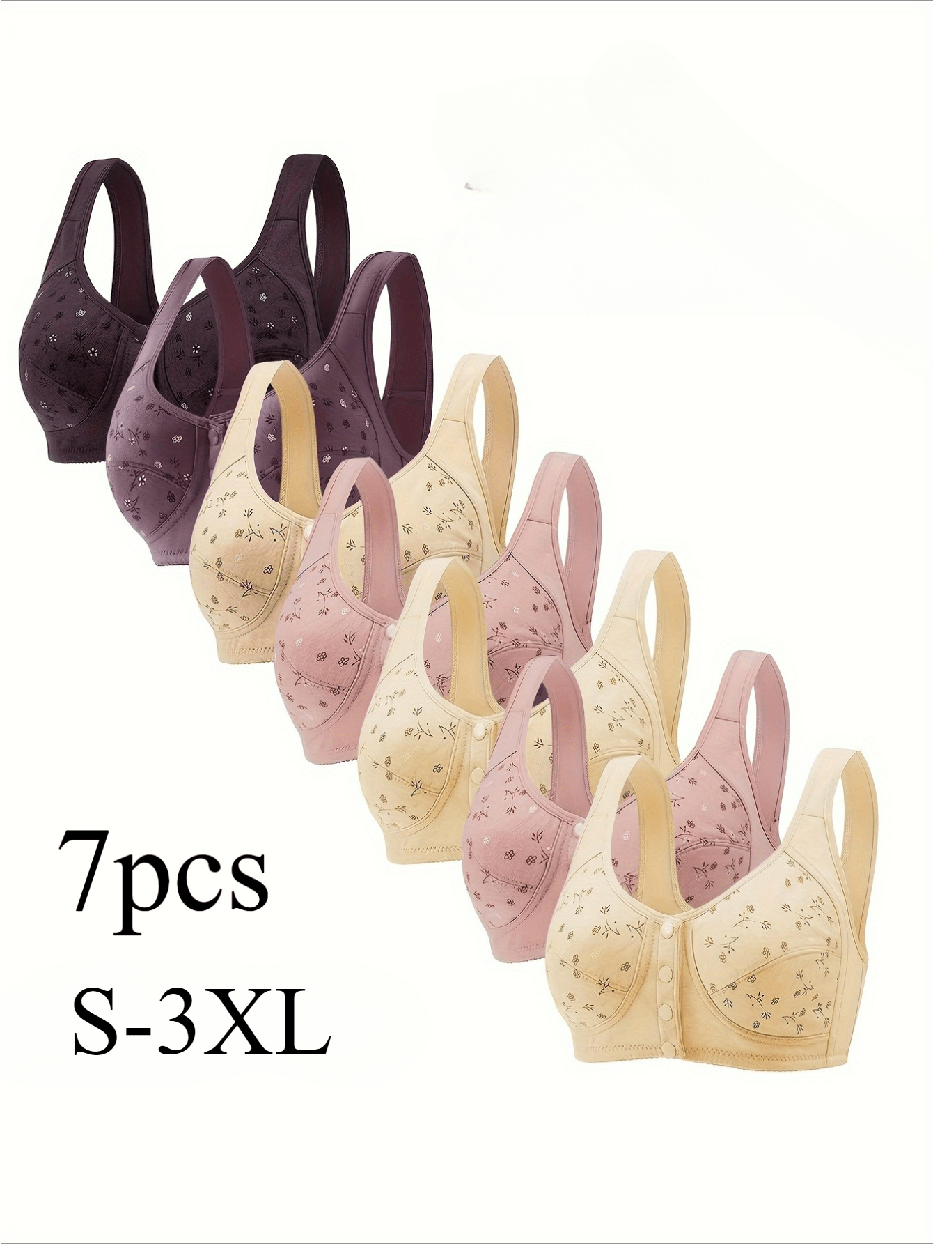 Women’s 7-Pack Front Closure Wireless Seamless Bra - Easy Front Fastening – view 10