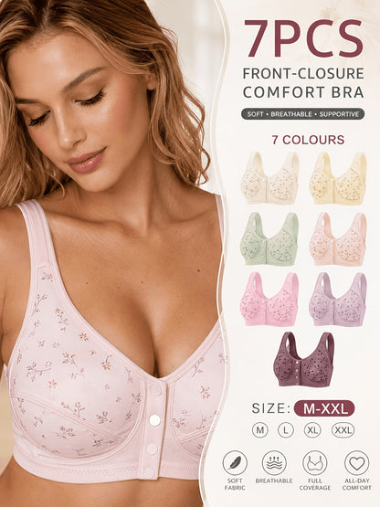 Women’s 7-Pack Front Closure Wireless Seamless Bra - Easy Front Fastening – view 14
