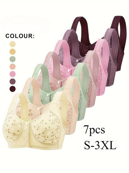Women’s 7-Pack Front Closure Wireless Seamless Bra - Easy Front Fastening – view 15