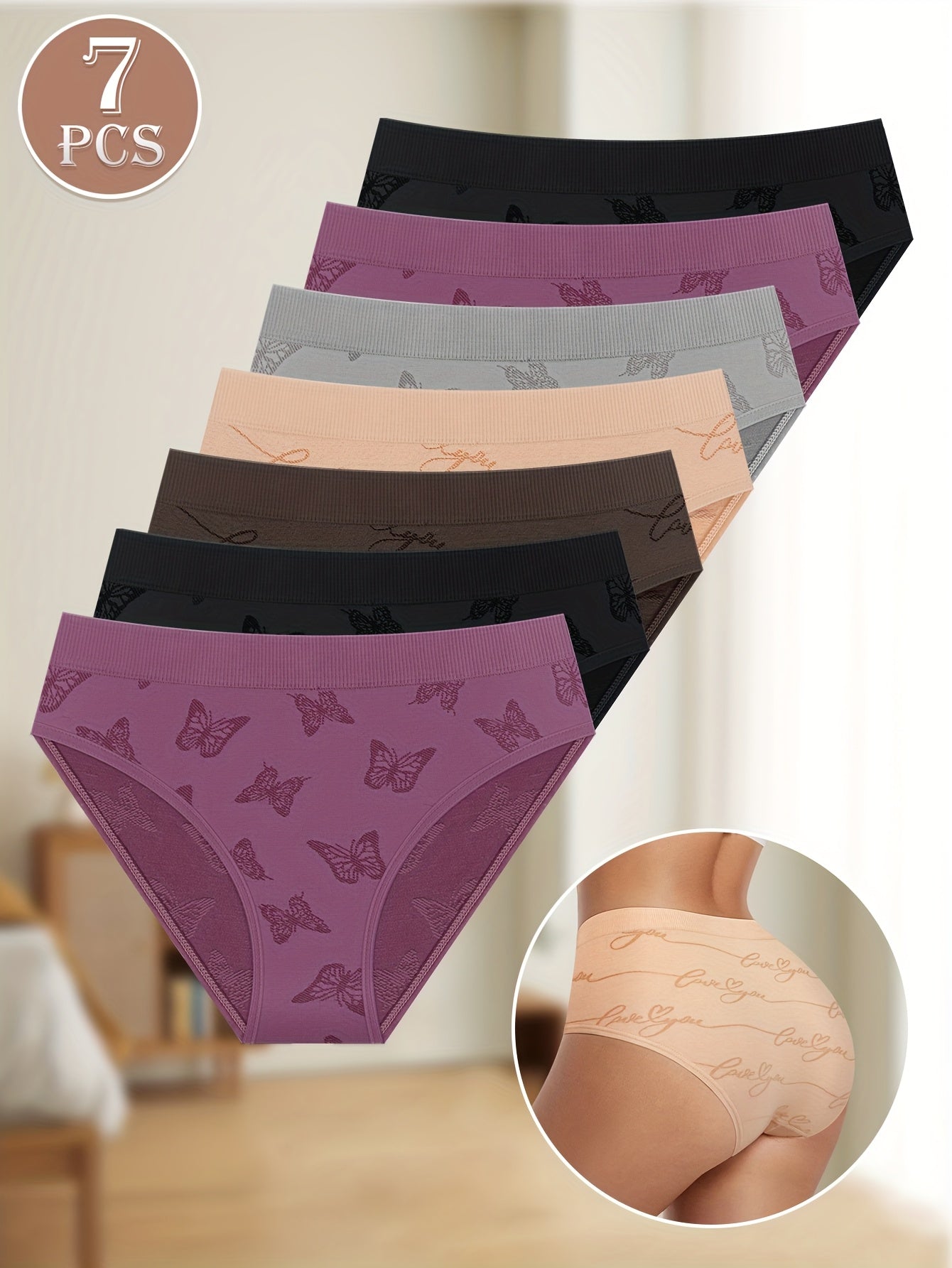 Women's 7-Pack Low-Rise Briefs - Butterfly Print Everyday Comfort – view 13