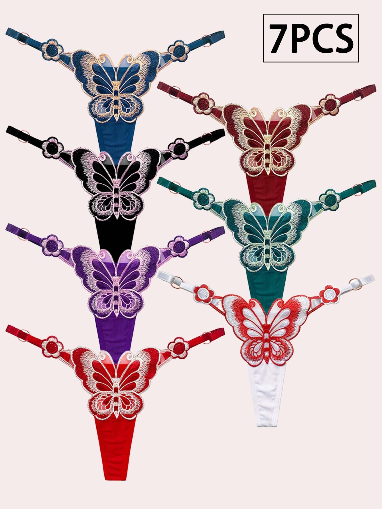 Women's 7-Pack Low-Rise Thongs - Butterfly Print Daily Comfort – view 2