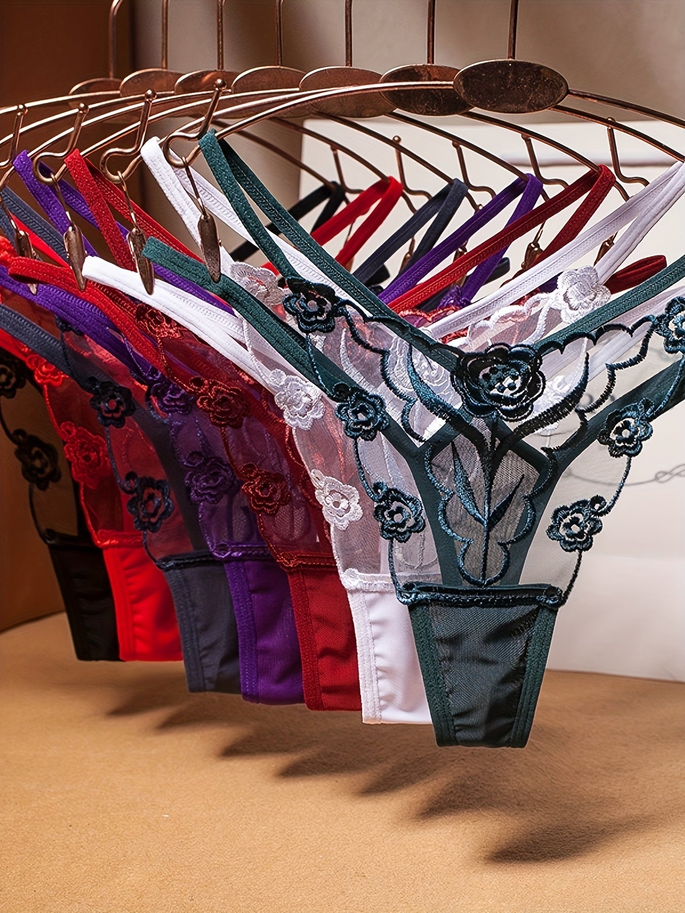 Women's 7-Pack Seamless Thongs - Floral Everyday Comfort – main product image