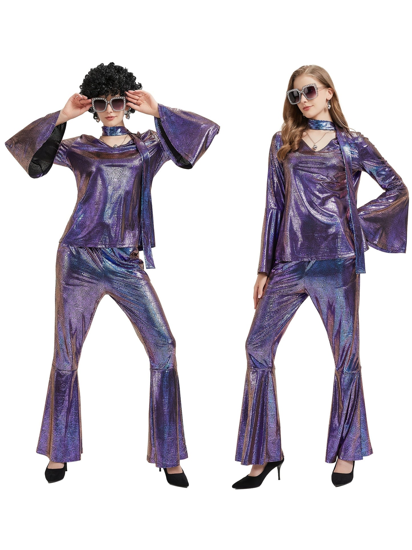 Women's 7-Piece Retro Costume Set - Disco Rock Style detail view