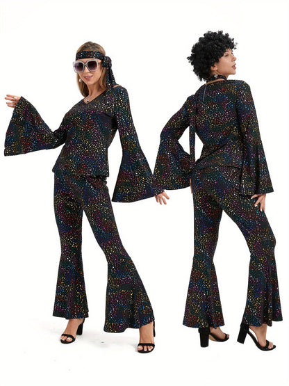 Women's 7-Piece Retro Costume Set - Disco Rock Style detail view