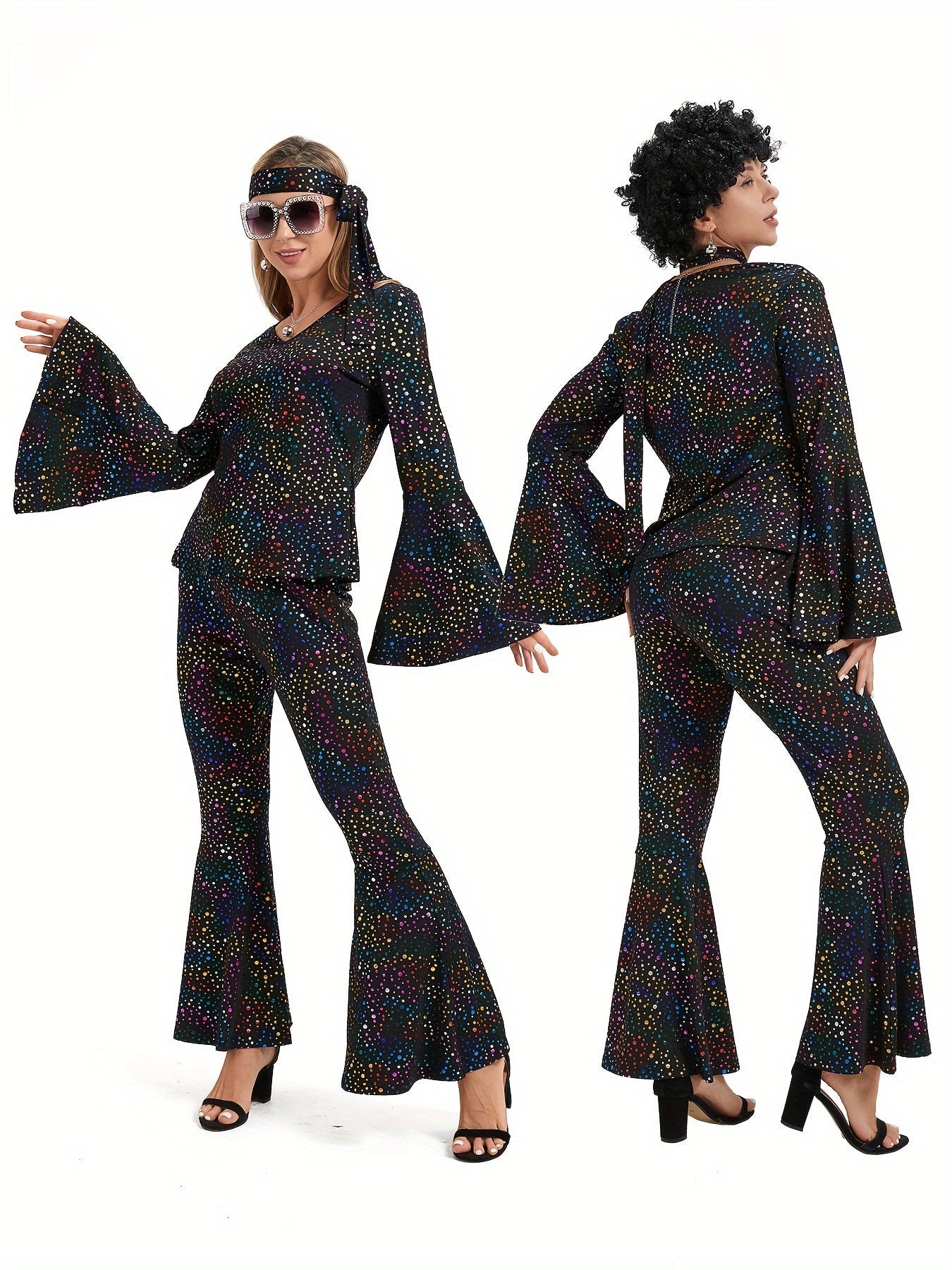 Women's 7-Piece Retro Costume Set - Disco Rock Style detail view