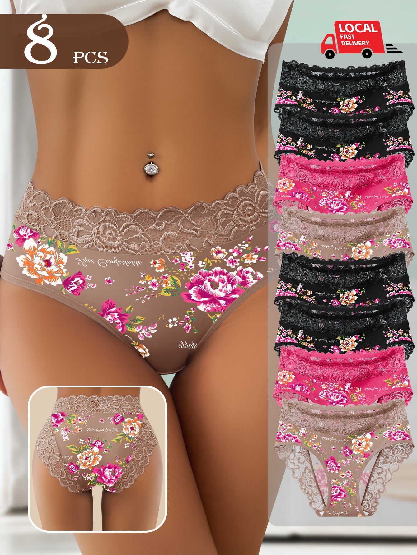 Women’s 8-Pack Briefs - Lace Detail Comfort – main product image