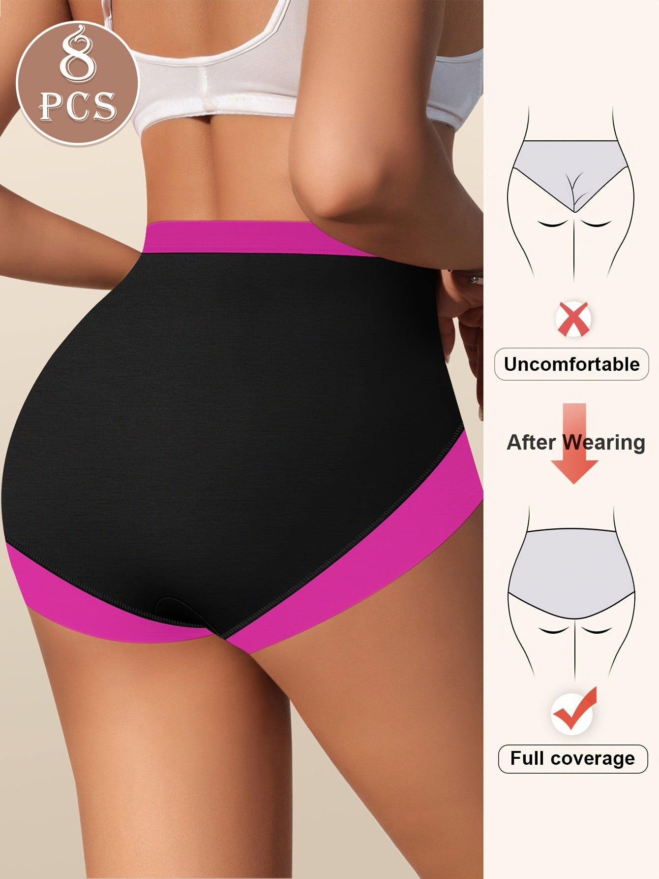 Women’s 8-Pack High-Waist Boyshorts - Breathable Daily Comfort – Mixed colors High-Waist – view 2