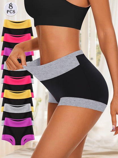 Women’s 8-Pack High-Waist Boyshorts - Breathable Daily Comfort – Mixed colors High-Waist – view 8