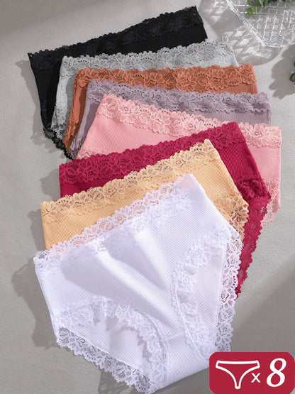 Women’s 8-Pack High-Waist Briefs - Lace Detail Comfort – Khaki – view 5