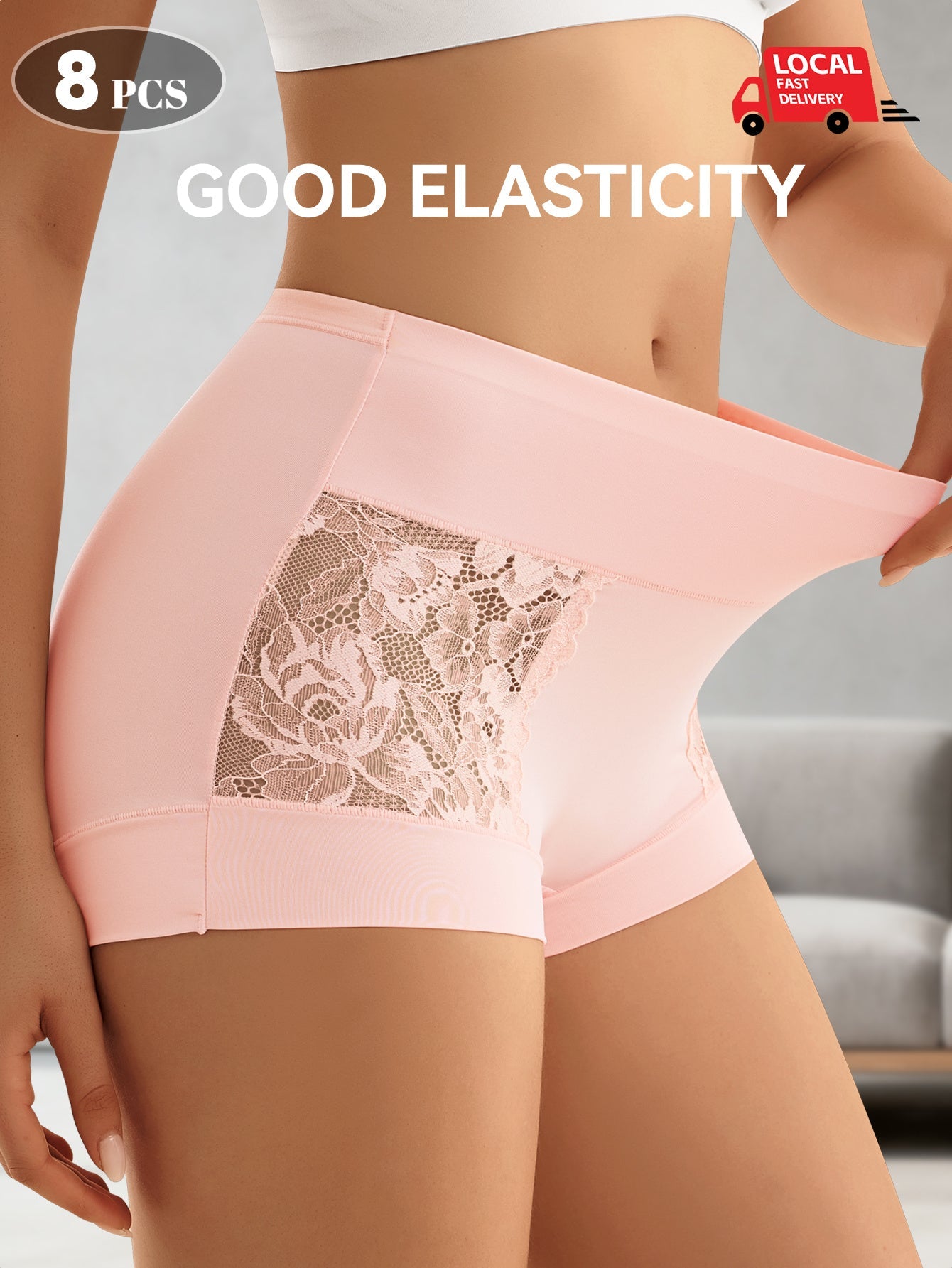 Women’s 8-Pack High-Waist Briefs - Lace Detail Comfort – Mixed colors High-Waist – view 7