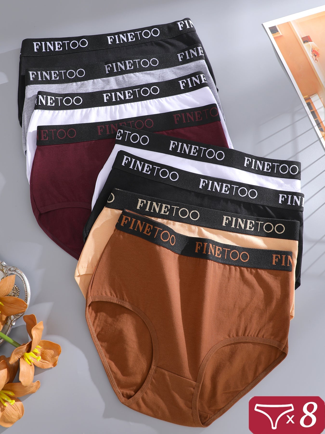 Women's 8-Pack High-Waist Briefs - Solid Color Plus Size Daily Comfort – view 8