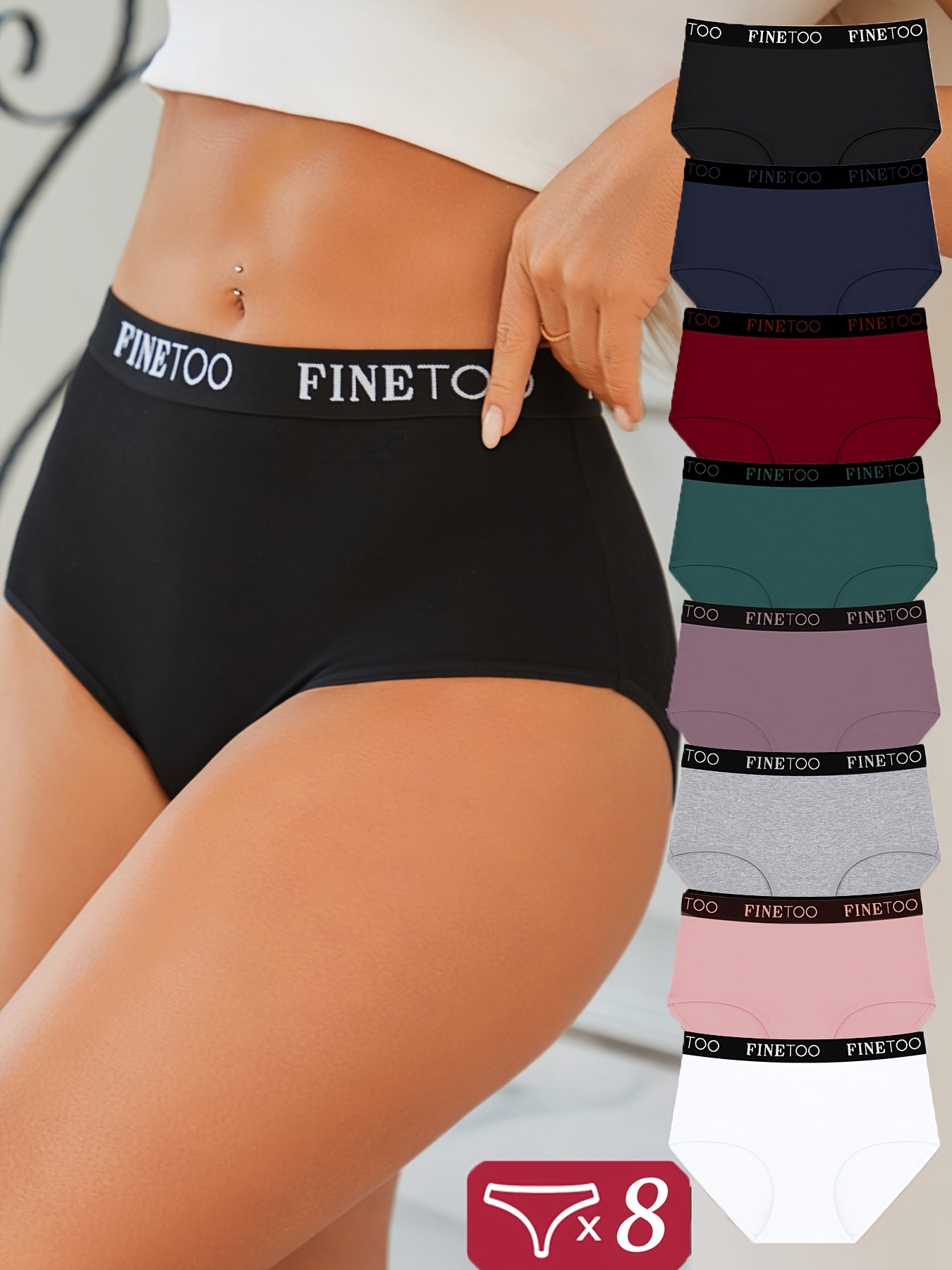 Women's 8-Pack High-Waist Briefs - Solid Color Plus Size Daily Comfort – view 9