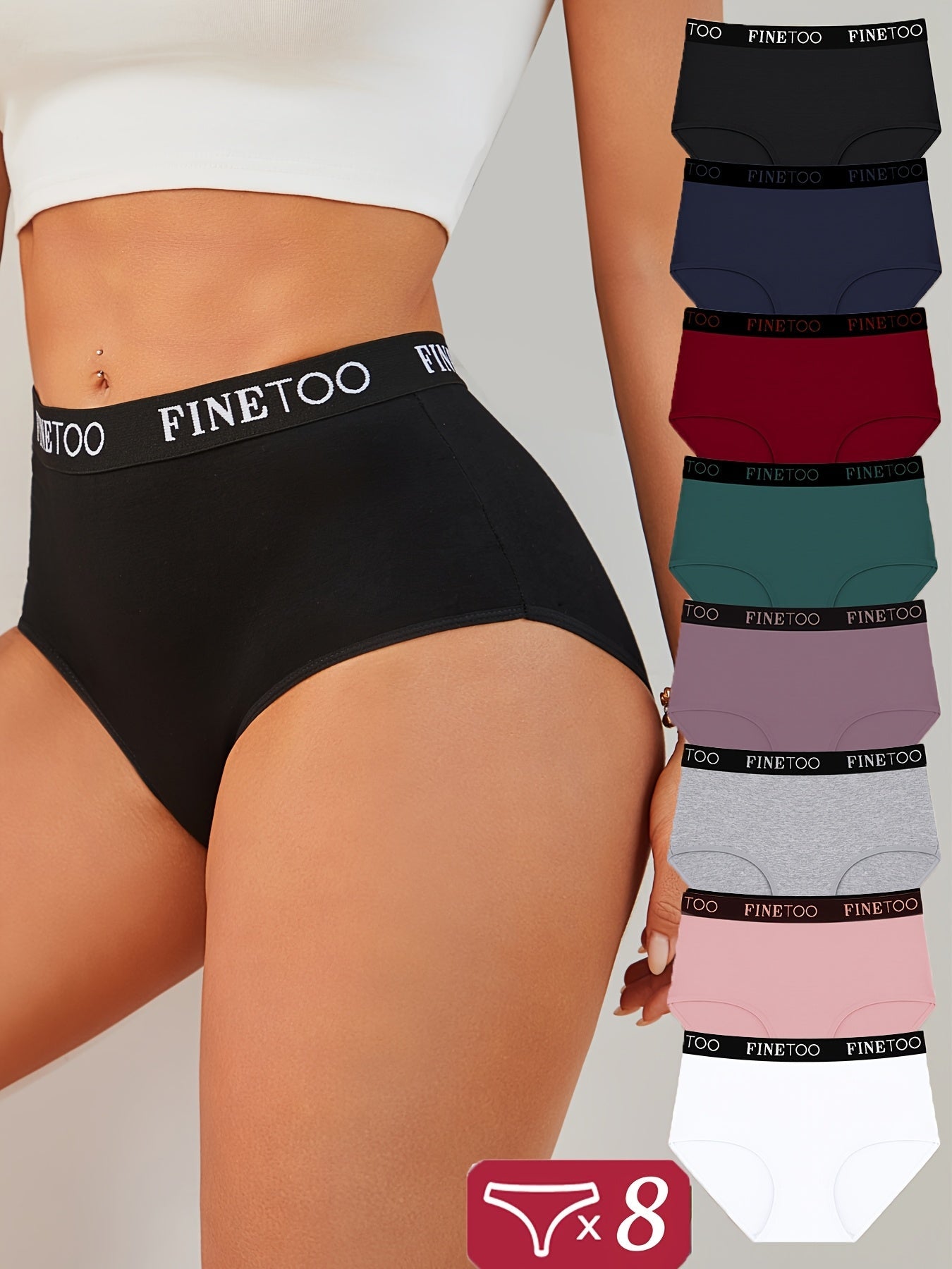 Women's 8-Pack High-Waist Briefs - Solid Color Plus Size Daily Comfort – view 10