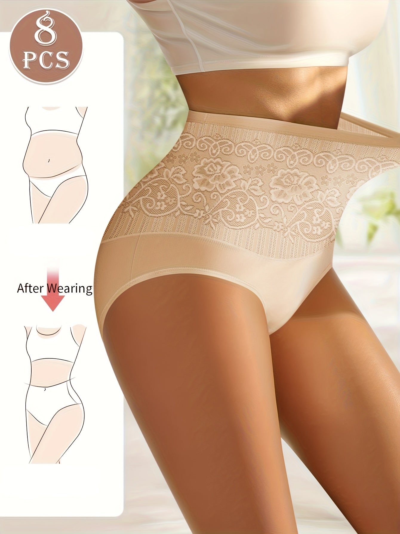 Women’s 8-Pack High-Waist Seamless Briefs - Lace Detail Comfort – view 8