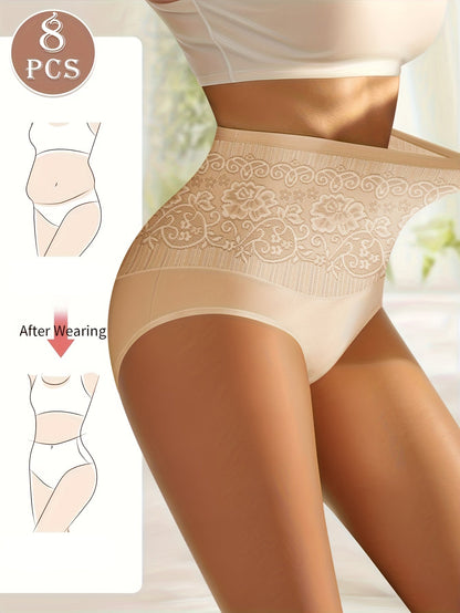 Women’s 8-Pack High-Waist Seamless Briefs - Lace Detail Comfort – view 8
