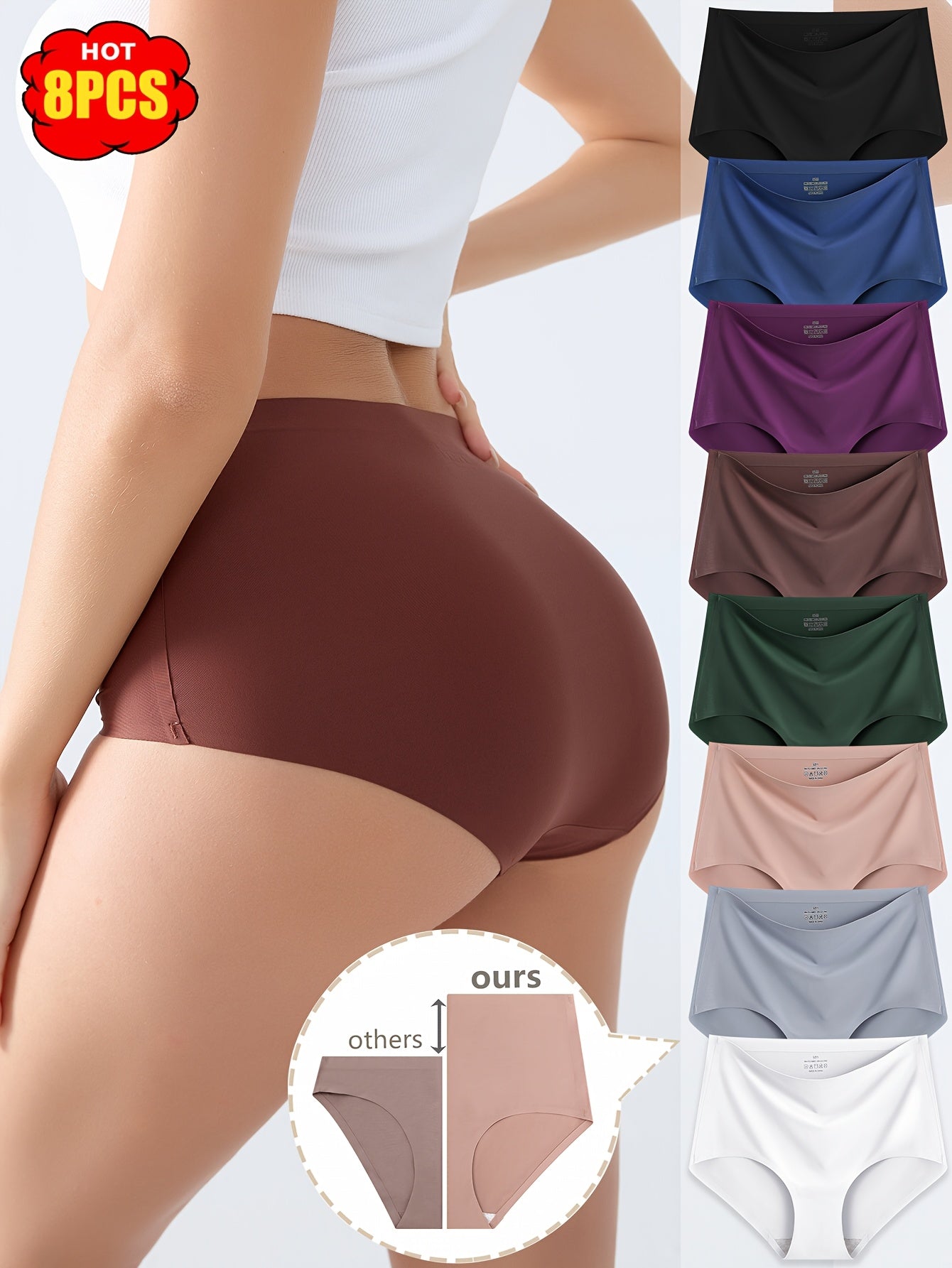 Women’s 8-Pack High-Waist Seamless Briefs - Smooth No-Show Fit – view 2