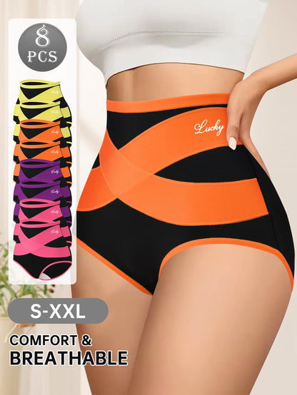 Women’s 8-Pack High-Waist Shapewear Briefs - Tummy Control Support – Mixed colors Mesh – main product image