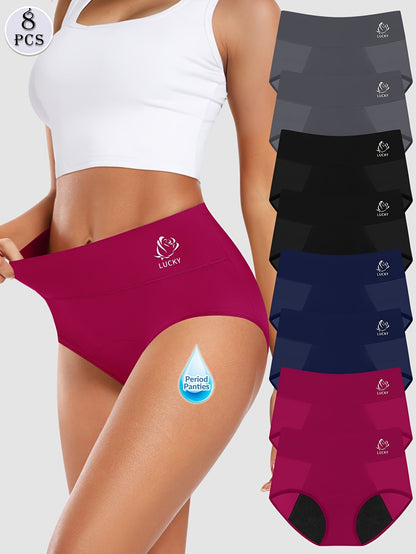 Women's 8-Pack Mid-Rise Period Briefs - Floral Leak Protection – main product image