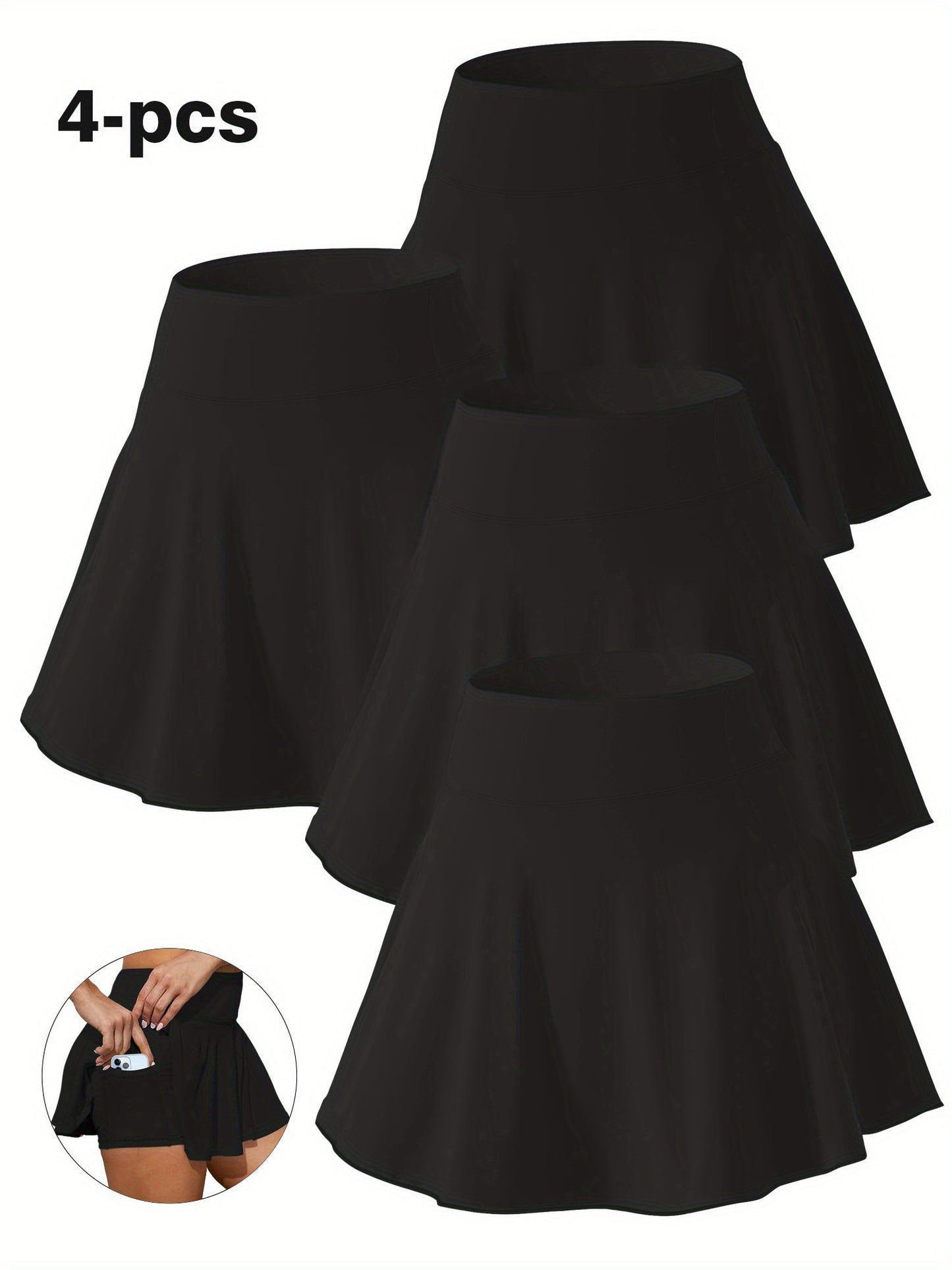 Women's A-Line Skirt 4-Pack - High-Waist Pocket Detail detail view