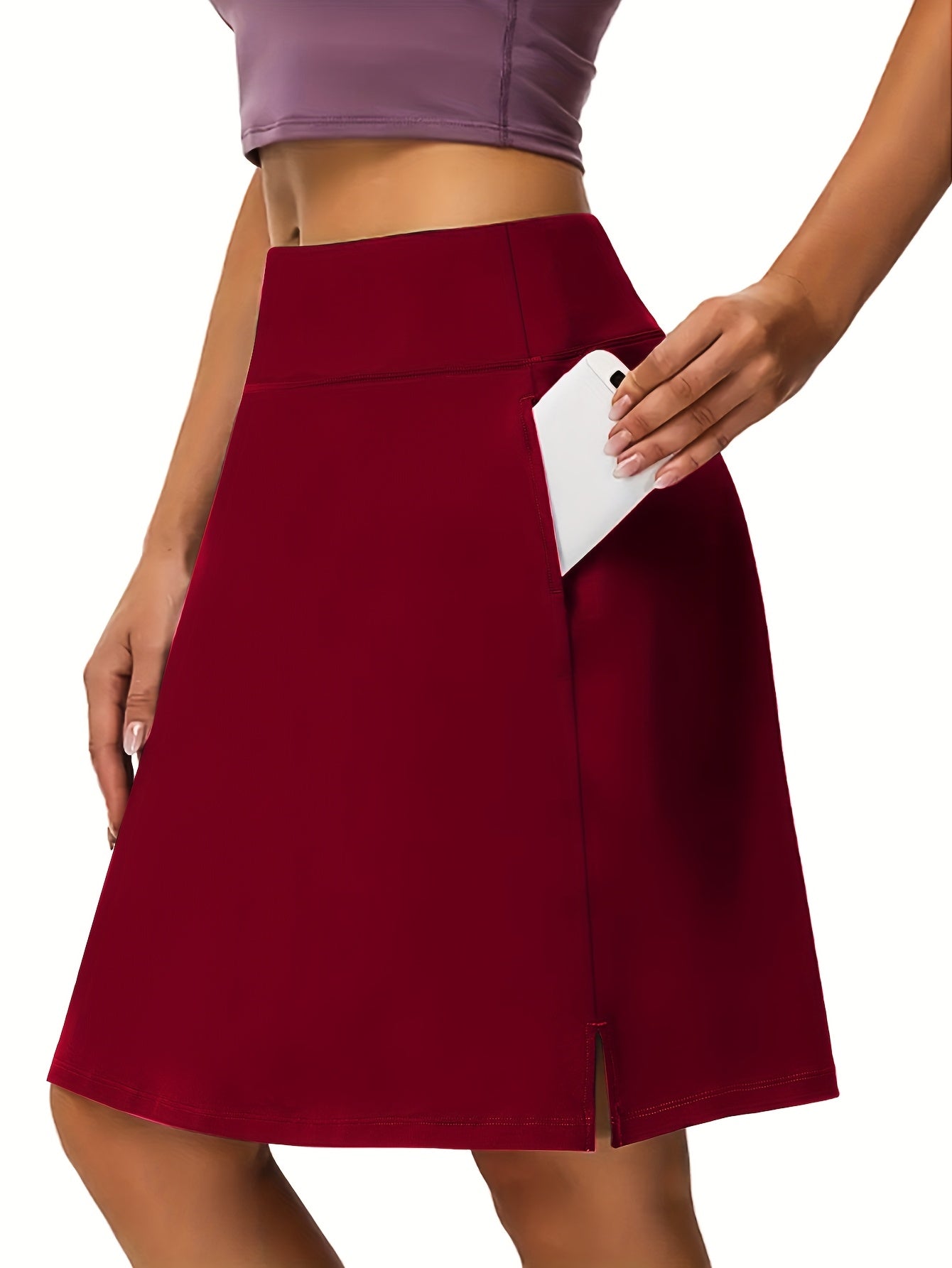 Women's Active Midi Skort - High-Waist Pocket Detail detail view