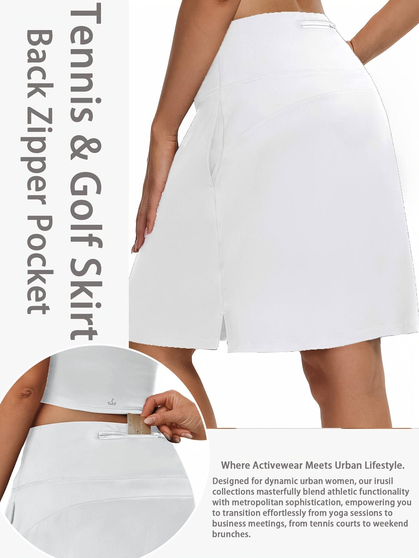 Women's Active Midi Skort - High-Waist Pocket Detail detail view