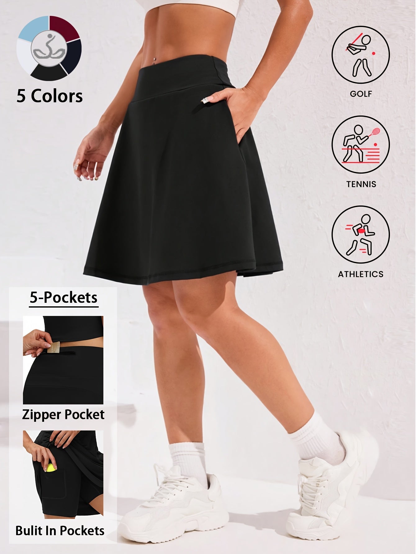 Women's Active Midi Skort - High-Waist Pocket Detail detail view
