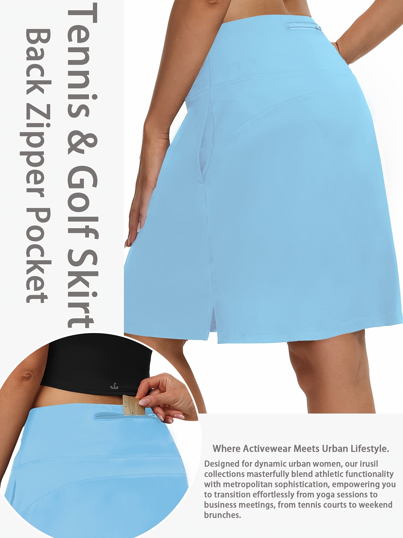 Women's Active Midi Skort - High-Waist Pocket Detail detail view