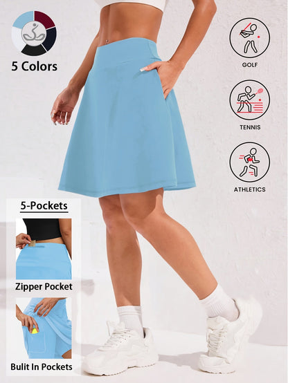 Women's Active Midi Skort - High-Waist Pocket Detail – Black option – main product image