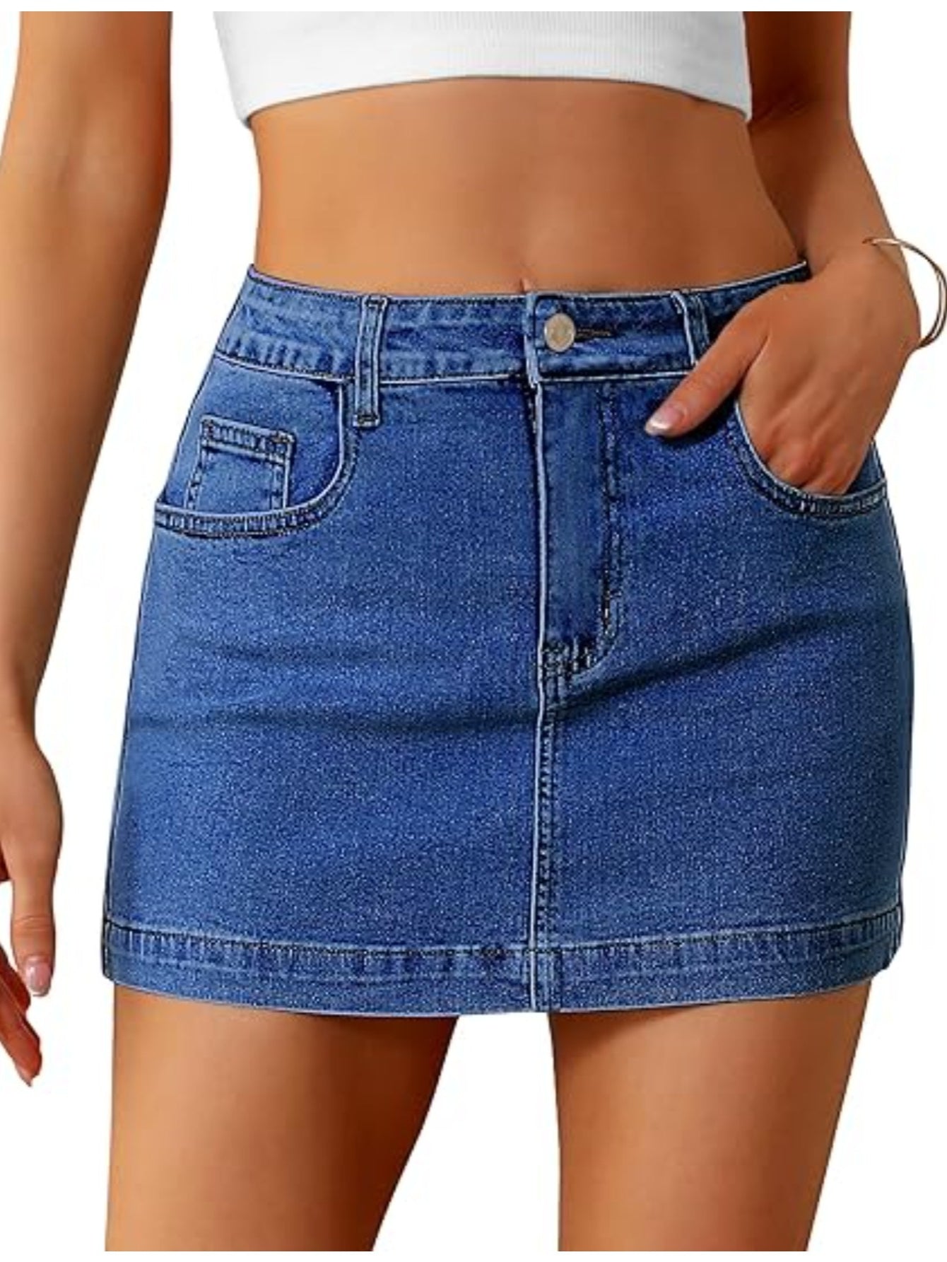 Women's Active Mini Skort - High-Waist Pocket Detail – Blue option – view 3
