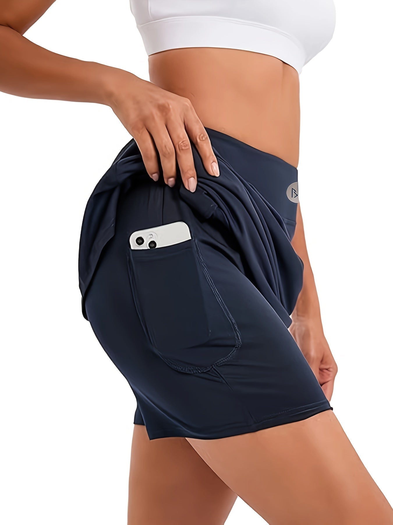 Women's Active Skort - High-Waist Pocket Detail – Black option – view 9