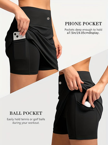 Women's Active Skort - High-Waist Pocket Detail – Black option – view 10