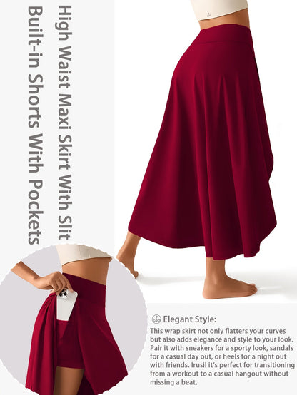 Women's Active Skort - High-Waist Solid Color Burgundy detail view