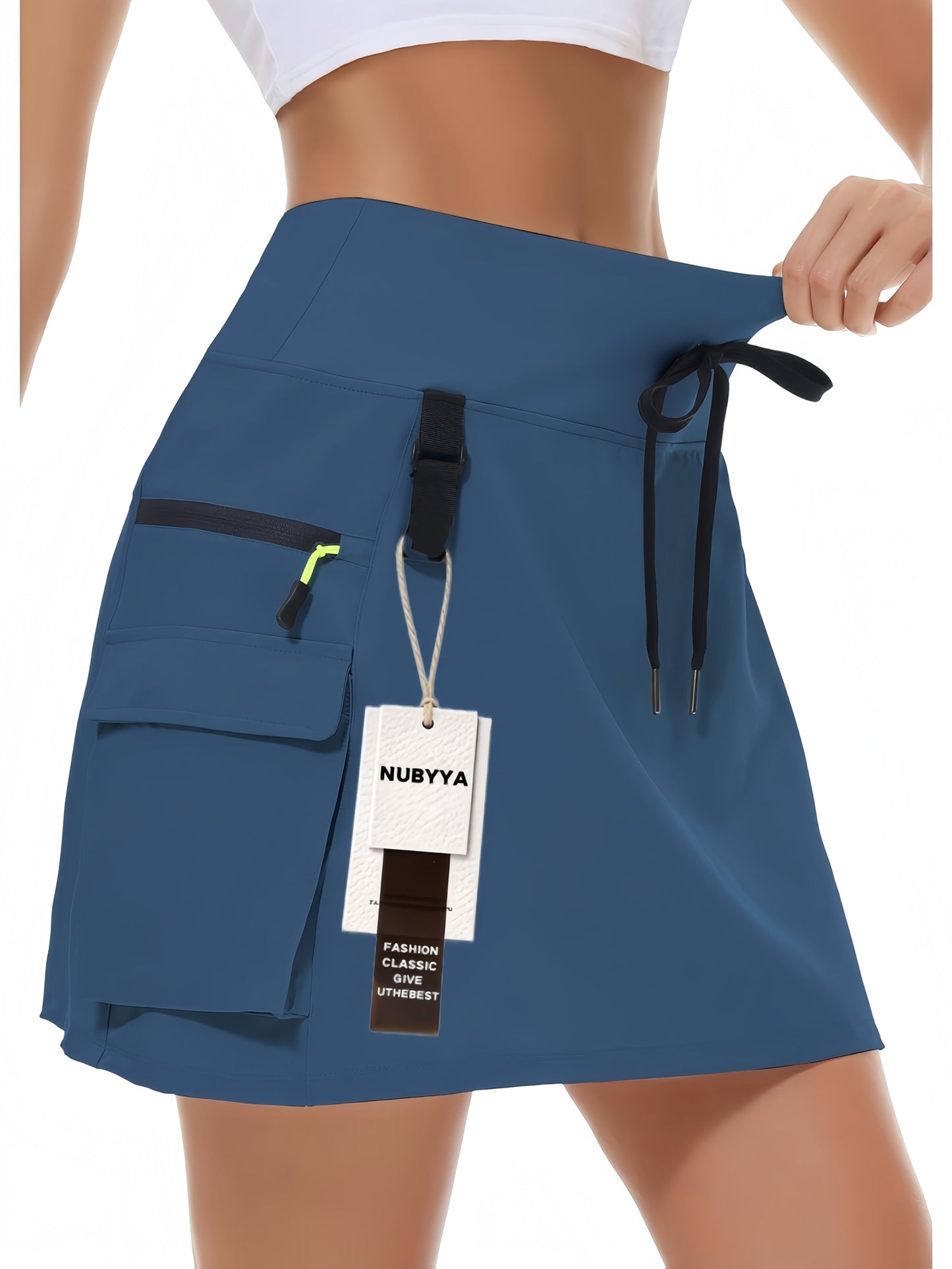 Women's Active Skort - Solid Color Pocket Detail – Blue option – view 3