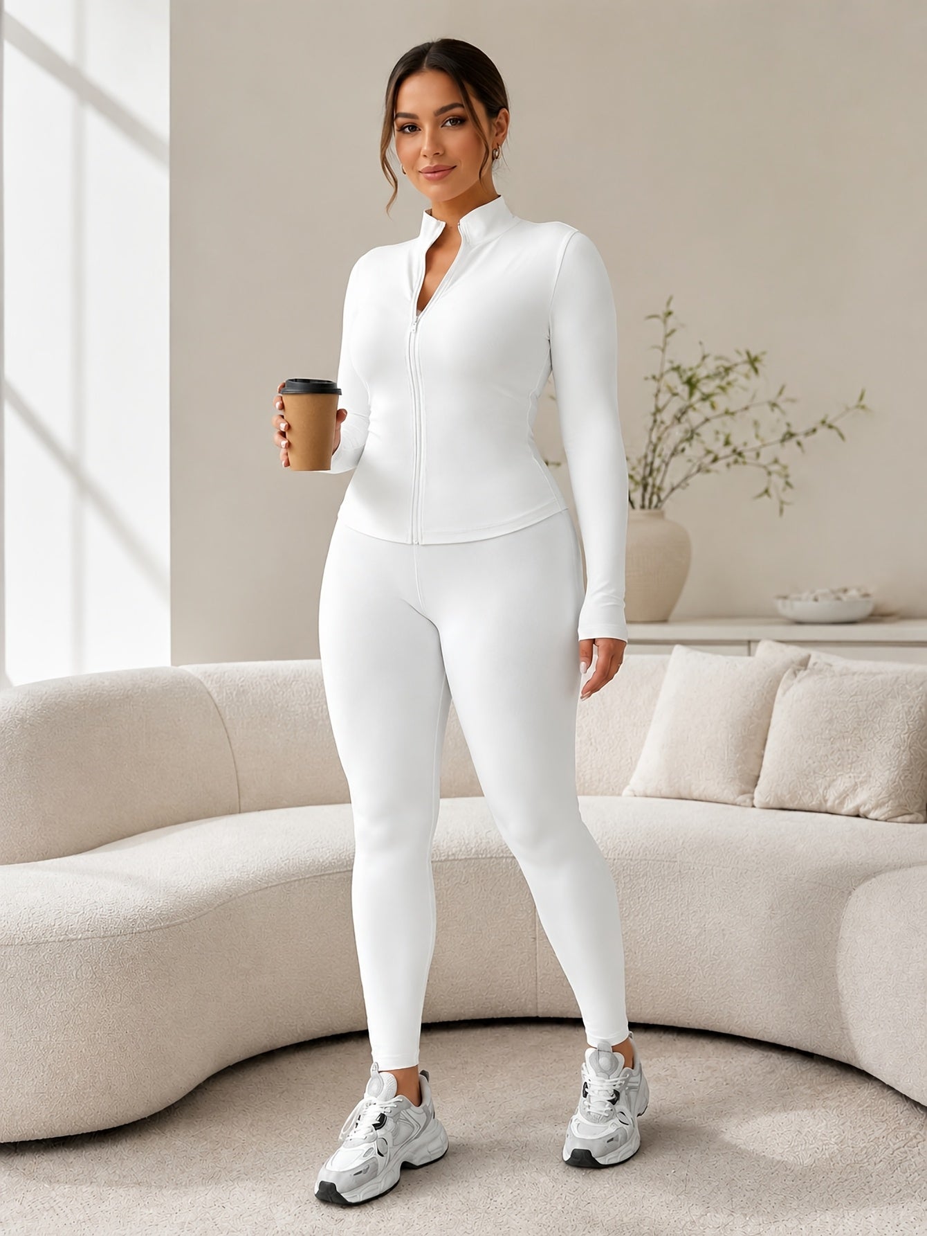 Women's Activewear Set - Solid Color – Black / Yellow – view 10