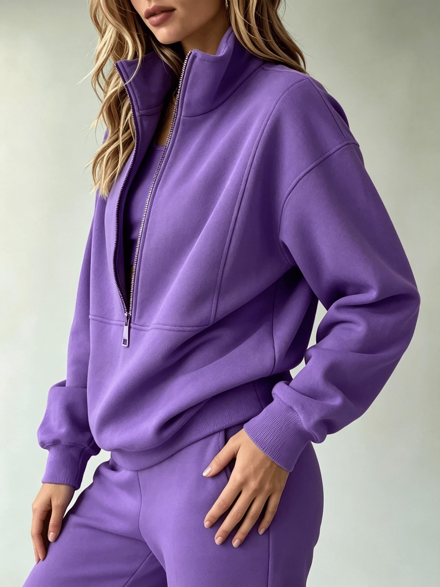 Women's Activewear Set - Solid Color Classic Neckline – view 9